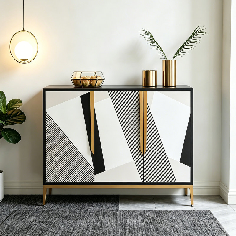 Console American Light Luxury, 34.6" H x 47.2" W x 15.7" D