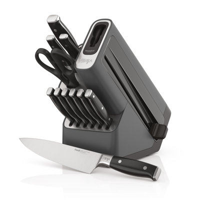 Ninja Foodi NeverDull Premium Knife System, 12 Piece Knife Block Set with Built-in Sharpener, Stainless Steel Knives, Black
