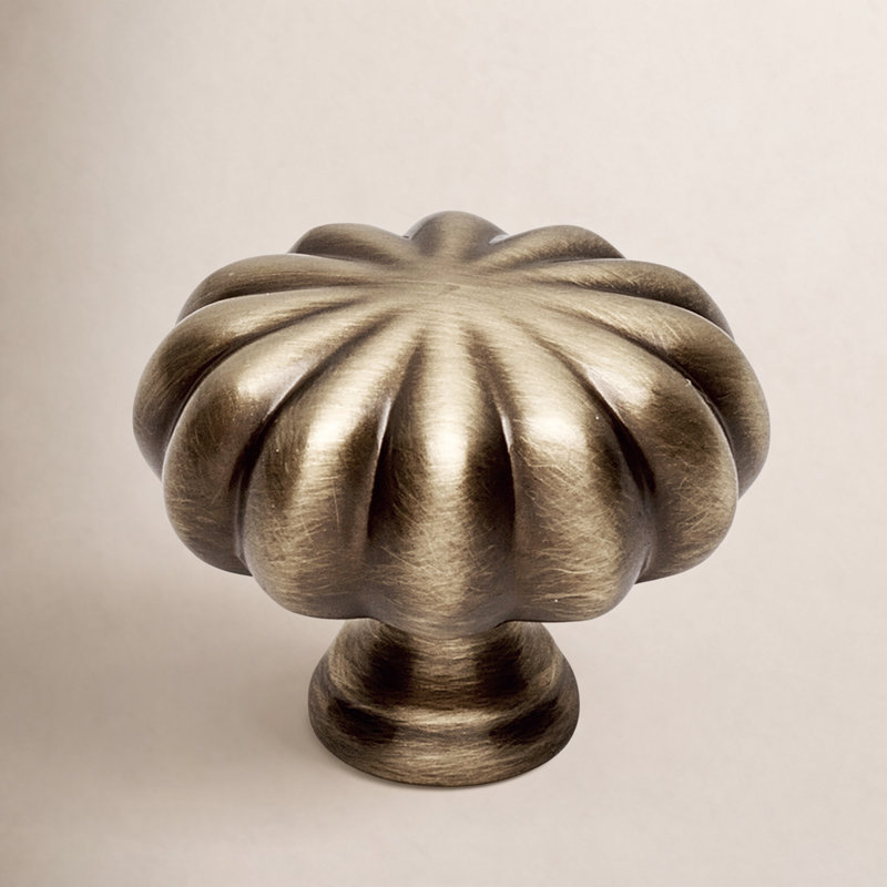 Round Cabinet Knob, Polished Brass, 1.0625" H x 1.5" W x 0.5" D