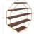 Floating Wood Wall Shelves With Gold Metal Frame, Octagon Design For Decorative Storage And Display