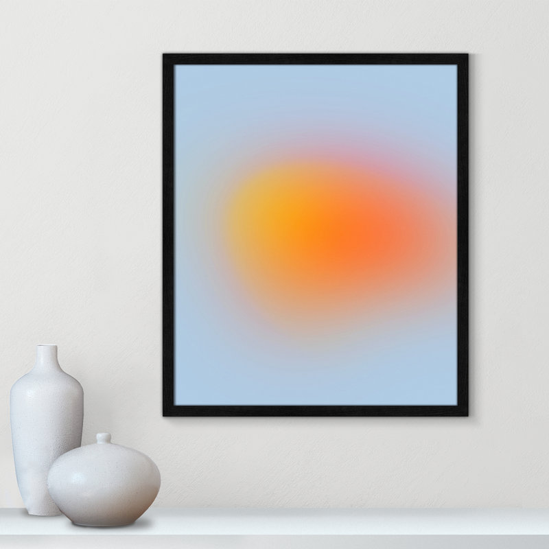 «Neon Orange Glow Print» par My Mind, H 25,5 po x l 21,5 po x P 1,25 po, Cadre mince noir sans cadre