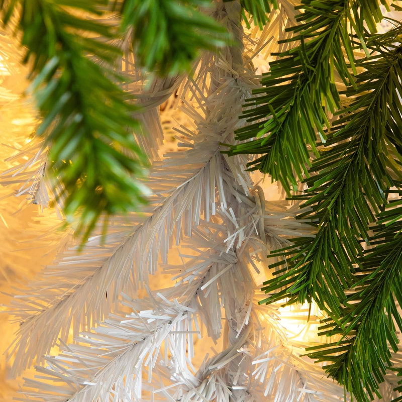 Sapin de Noël artificiel vert classique enneigé 9 pi avec 600 lumières blanc chaud et glace, arbre de Noël