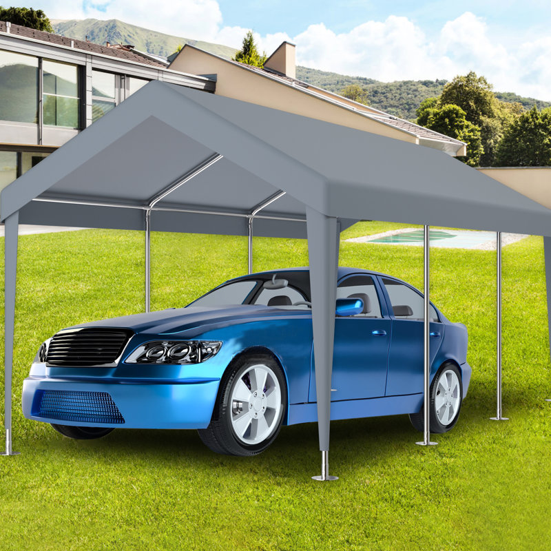 12X20ft Carport Replacement Cover - Protected And Waterproof. 76 Elastic Buckles. Grey Polypropylene. Simple Installation Storage. Versatile For Outdoor Settings Activities Canopy Polypropylene