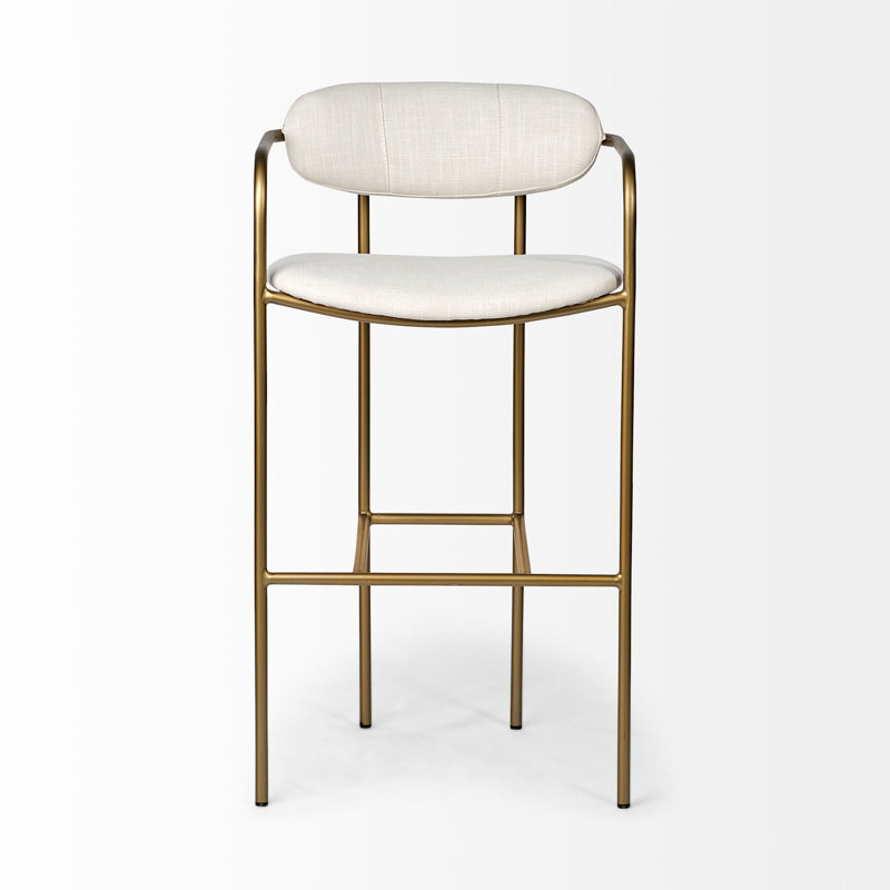 Tabouret en tissu Biélorussie, Tabouret de bar (siège d’une hauteur de 30 po), Or antique, Crème