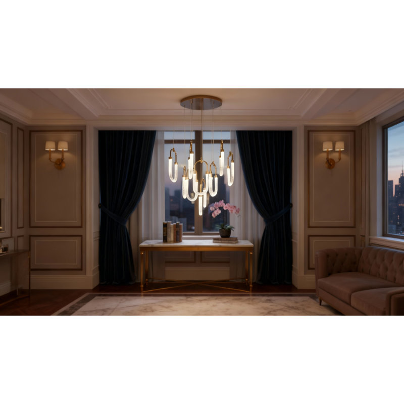 Luminaire suspendu en cristal Luma Cascade, H 7 po x l 26 po x P 32 po