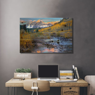 «Maroon Bells and Maroon Creek in Autumn, Colorado», reproduction de photo sur toile