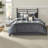 Rustic 7-piece Bedding Set, Grey Polyester Herringbone Comforter, King Size