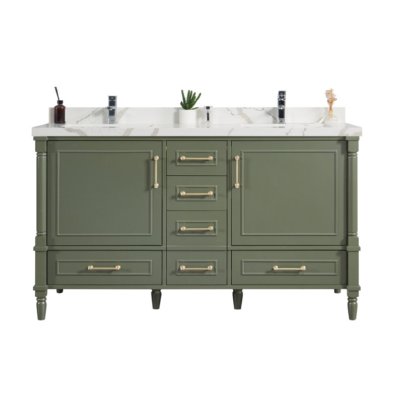 Ensemble de meuble-lavabo double 60 po Flavell, Calacatta