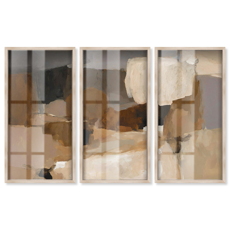 «Desert Whispers I», ensemble de décorations murales Boho par Art Remedy, cadre noir, 20 x 40, H 45,5 po x l 23,5 po
