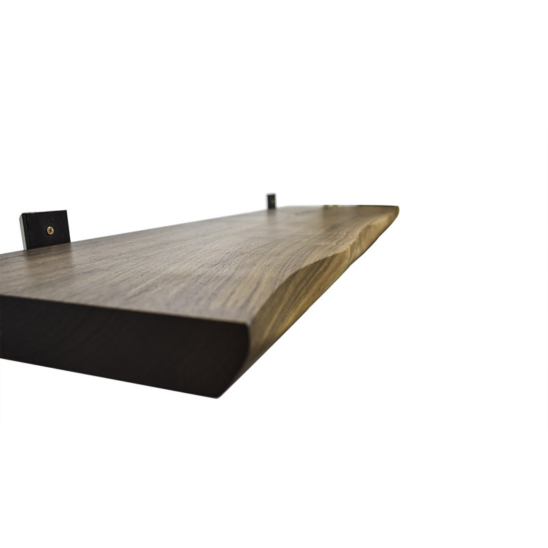Fiorentino Solid Wood Bracket Shelf with Live Edge, Oiled Walnut