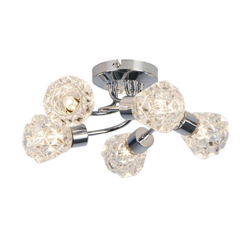 Glass Flush Mount, Polished Chrome