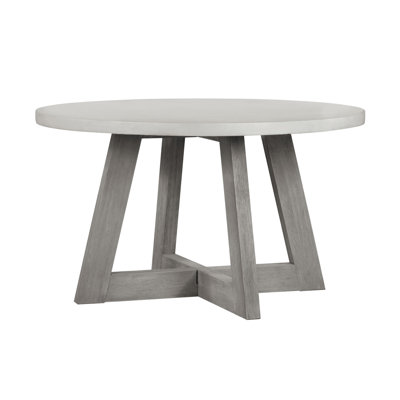 Round Grey Spray Top Dining Table with Brushed Acacia Base, 51"