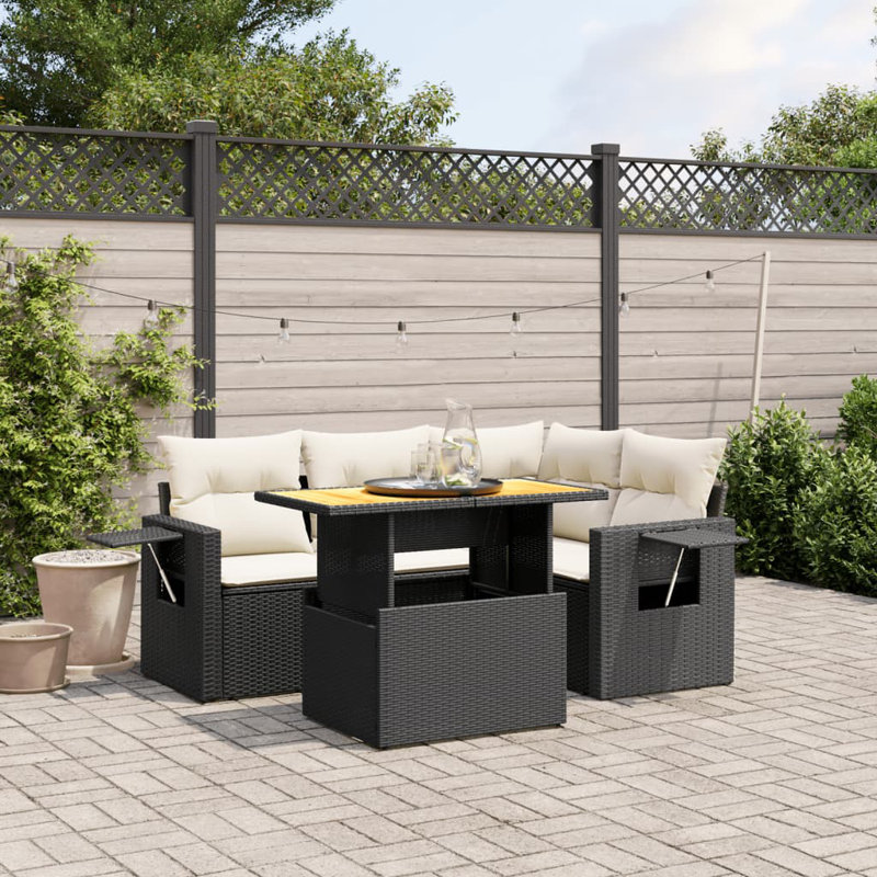 Ensemble de canapé de jardin Vidaxl noir, blanc crème