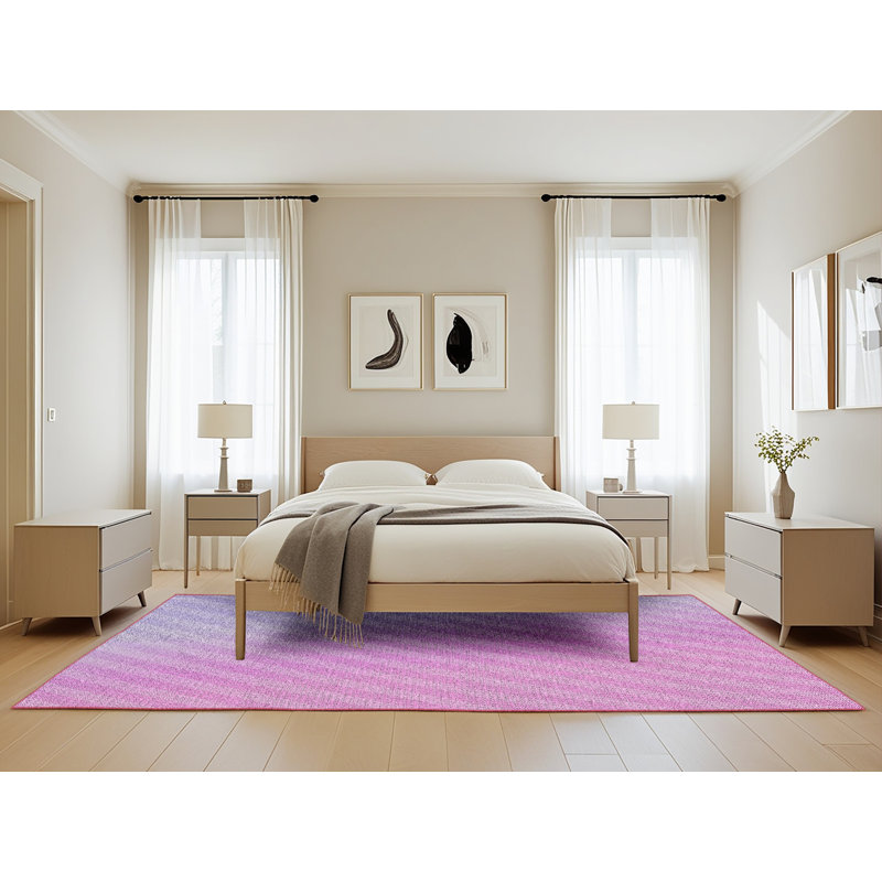 Tapis rayé rose / mauve Antonyio, Rectangle 5 pi x 8 pi