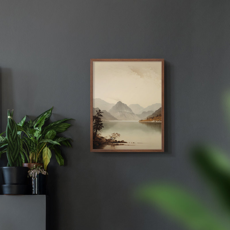 " Vintage Landscape XXXIV " on Paper, Walnut