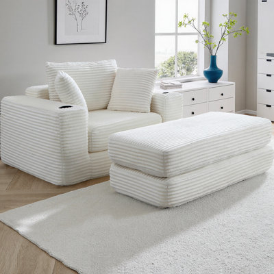 Méridienne surdimensionnée de 52,4 po, canapé-lit modulaire 3-en-1 et canapé-lit en velours côtelé rembourré en velours côtelé, simple et confortable pour le salon, la chambre à coucher