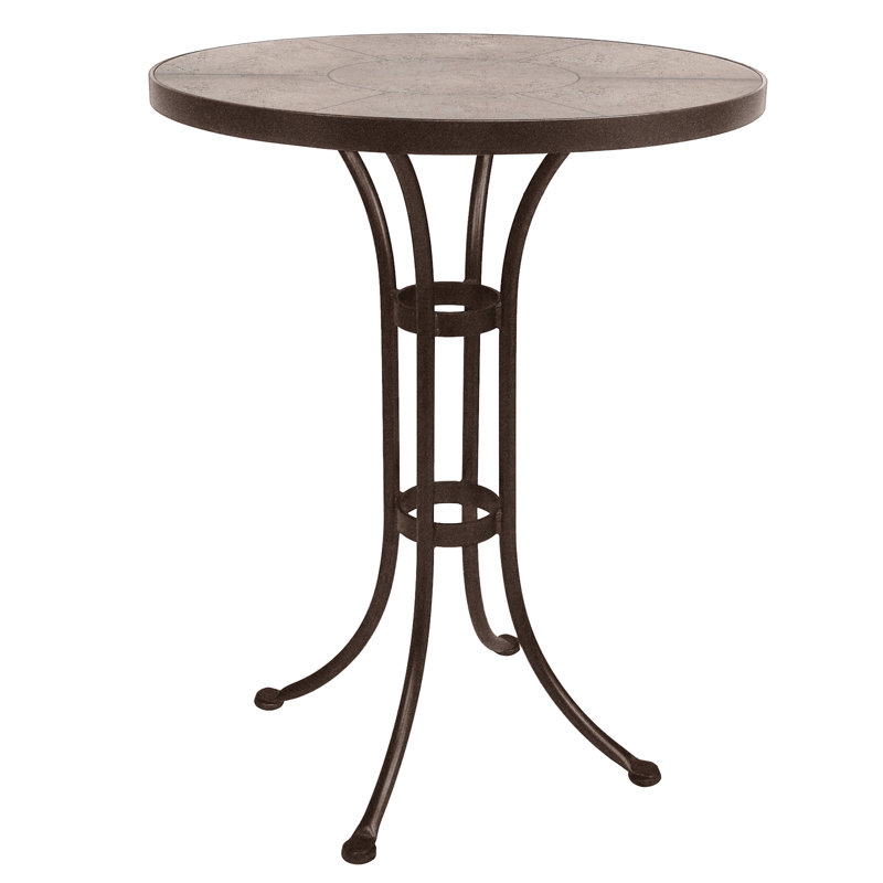 Outdoor Round Counter Table, Copper Creek, 30" W x 30" L x 38.5" H, Summit Gray