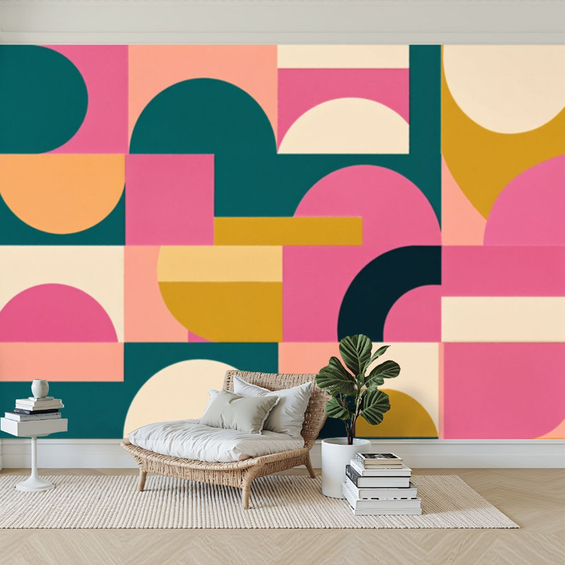 Papier peint adhésif autocollant amovible Mid-Century, 100.08" L x 144" W