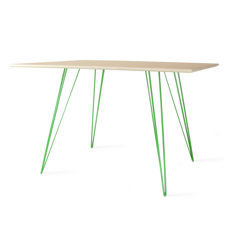 Williams Extendable Walnut Metal Base Dining Table, Green, 30'' H x 54'' L x 46'' W, Maple