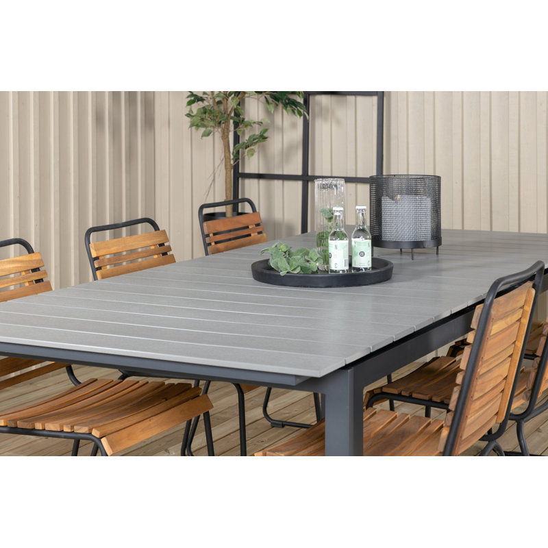 Asho 6 - Person Acacia Patio Dining Set with Extendable Rectangular Table
