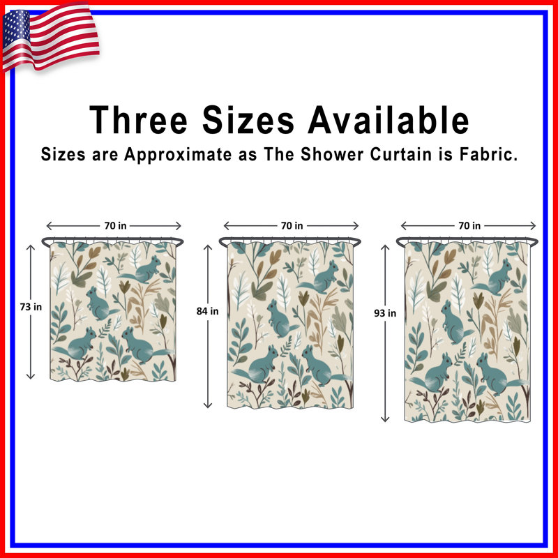 Squirrels And Leaves Shower Curtains Extra Long, L 70 po x H 93 po