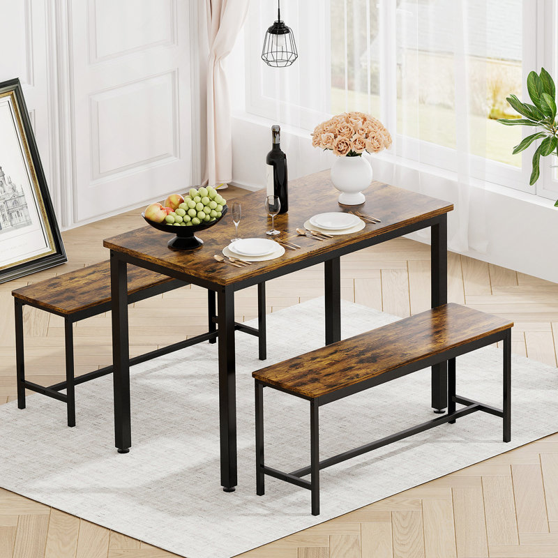 Ensemble de table de salle à manger 3 pièces, avec table fixe