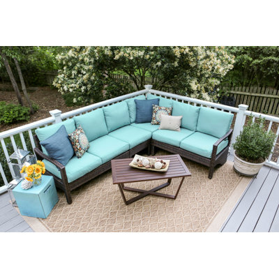 Ensemble de conversation modulaire en rotin 2 pièces avec coussins Sunbrella