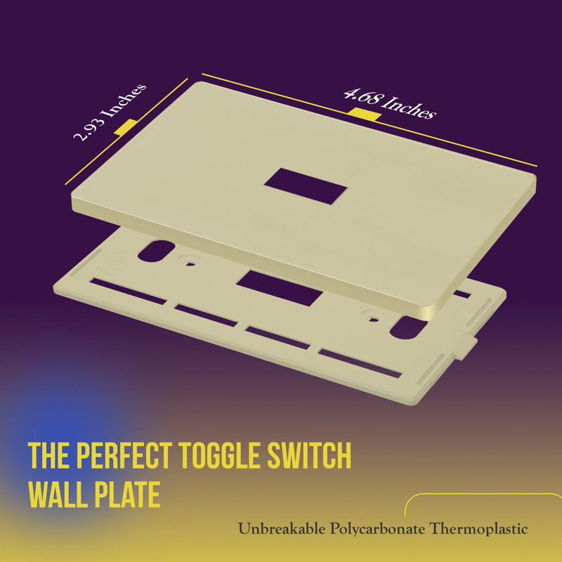 Enerlites Screwless Toggle One-Gang Wall Plate - Ivory, Ivory