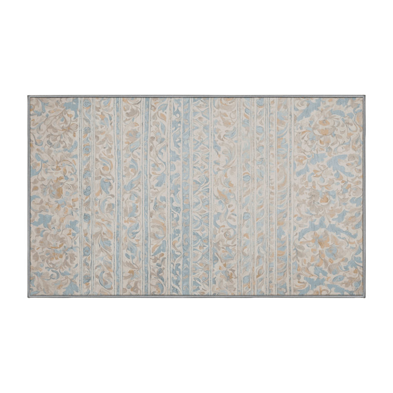 Machine Washable Gray Area Rug, Rectangle 5' x 8'