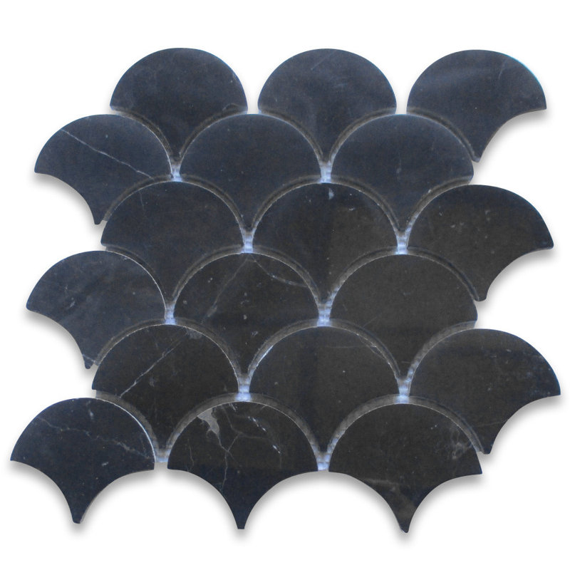 10" x 9" Marble Fish Scale Mosaic Wall & Floor Tile