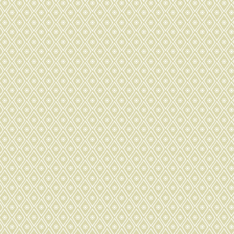 Ditsy Diamond - Blush 10m Wallpaper, Green Geometric