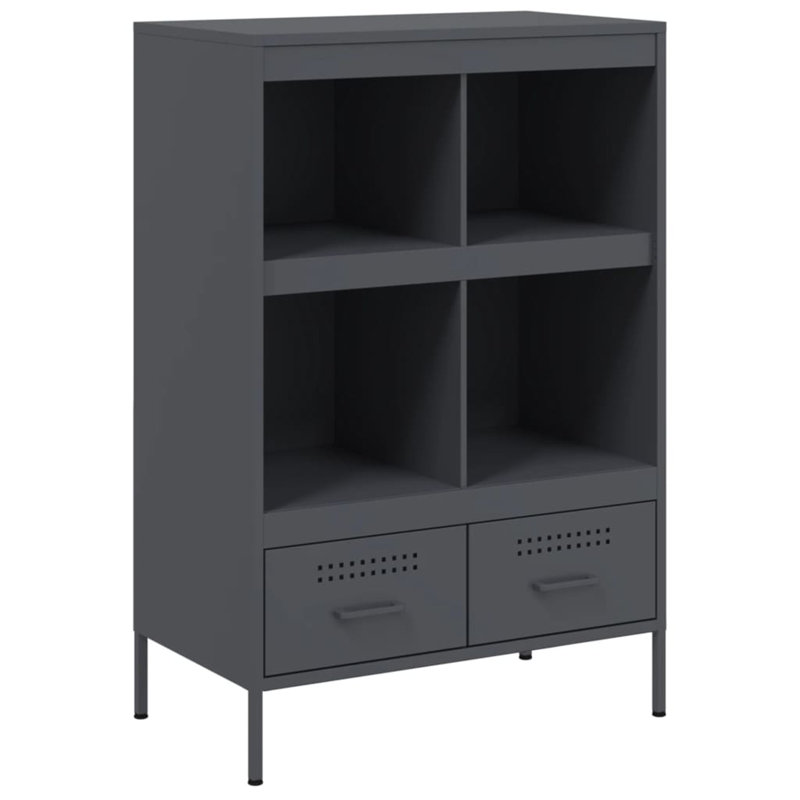Sharell 101.5cm H x 68cm W Steel Standard Bookcase, Anthracite
