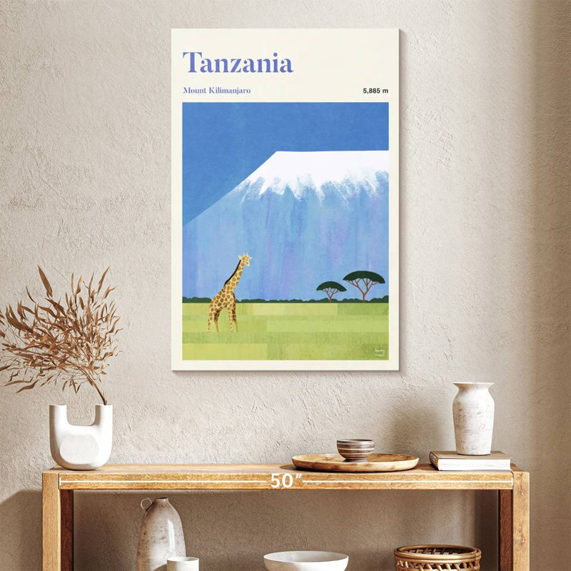 Nicci Tanzania Kilimanjaro Retro Travel Poster, 24" H x 16" W