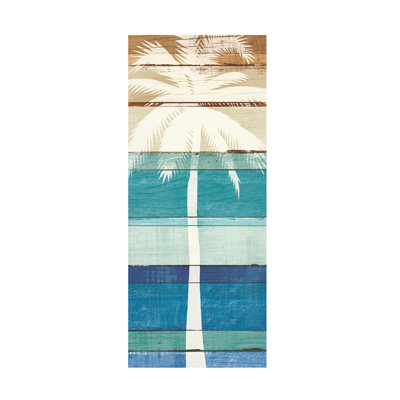 Wrapped Canvas Wall Art - Michael Mullan 'Beachscape Palms V' Wall Art for Living Room, Bedroom, or Office Décor - 8X19