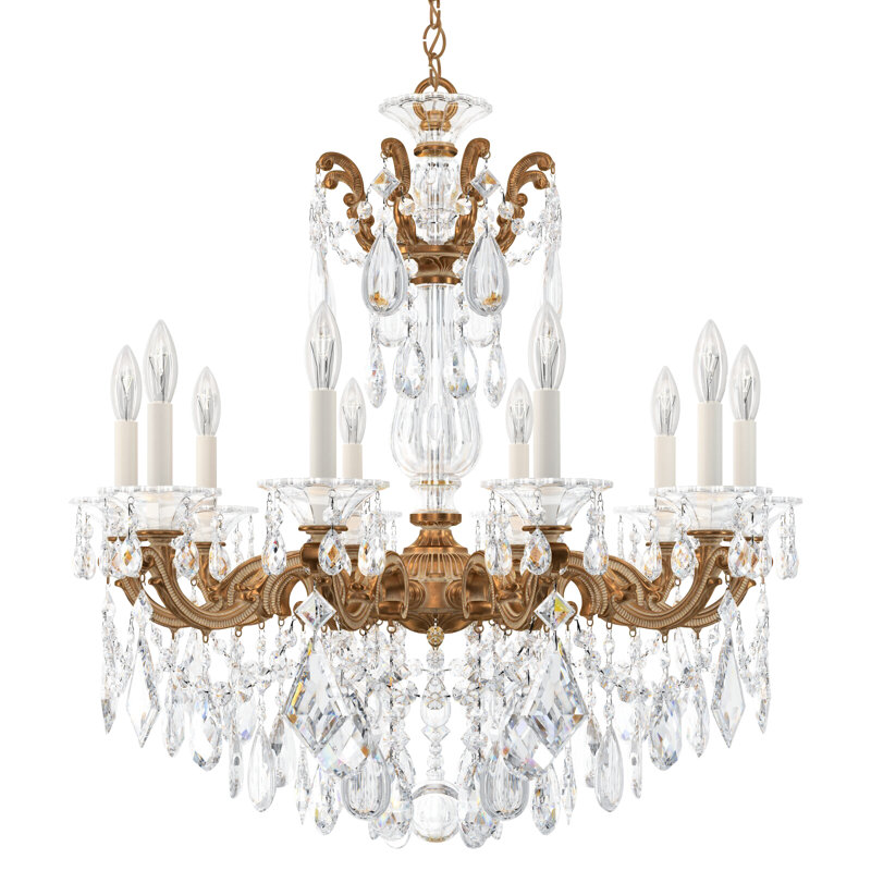 La Scala 10 - Light Crystal Chandelier, Heirloom Gold, Handcut Clear