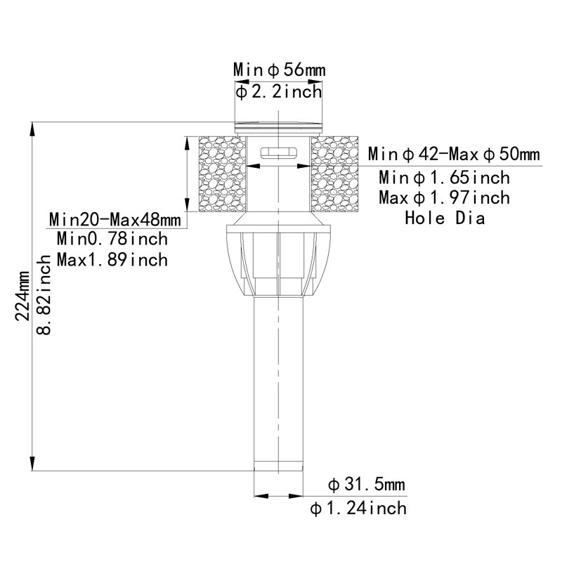 Plastic Pop Up Drain 2.2'' W Pop-Up Yes, Matte Black