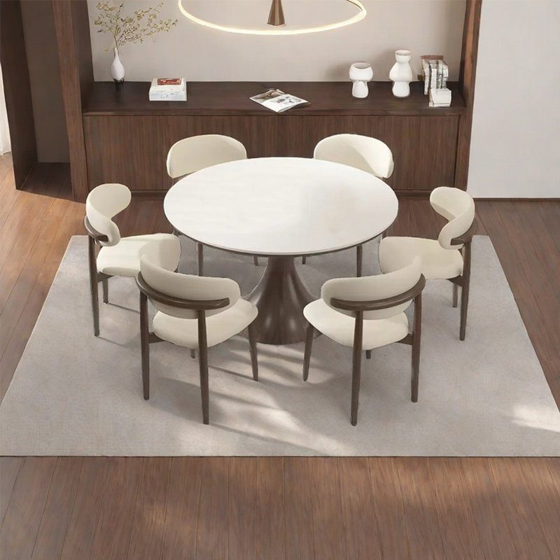 Table de salle à manger ronde en bois de frêne, H 29,52 po x L 51,18 po x l 51,18 po