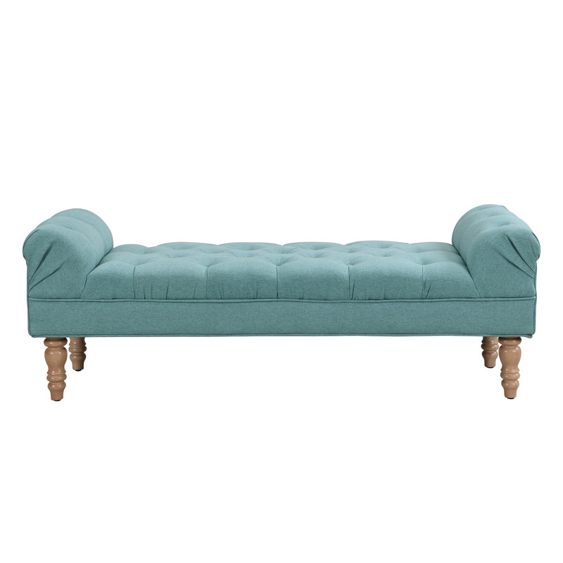 Banc de bout de lit capitonné, grand repose-pieds rembourré, repose-pieds avec pieds, tabouret avec accoudoirs roulés, banc en tissu rembourré, banc d'intérieur pour chambre à coucher, salon, entrée
