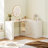 Modern Corner Vanity Desk with Storage, L-Shaped Makeup Vanity with Rotating Tabletop & Cabinet-380330134