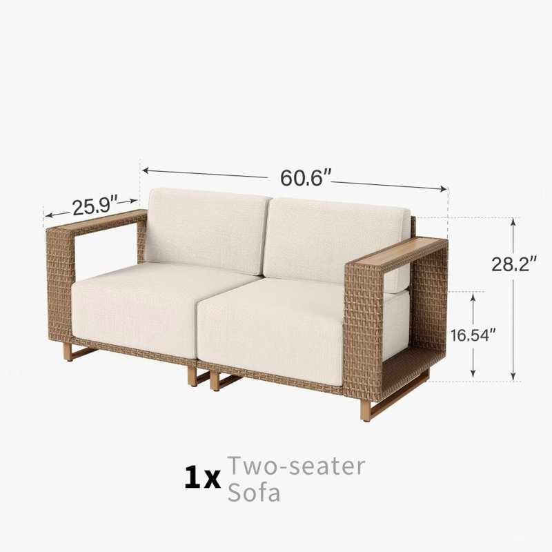 Wicker Outdoor Patio Loveseat With Cushions