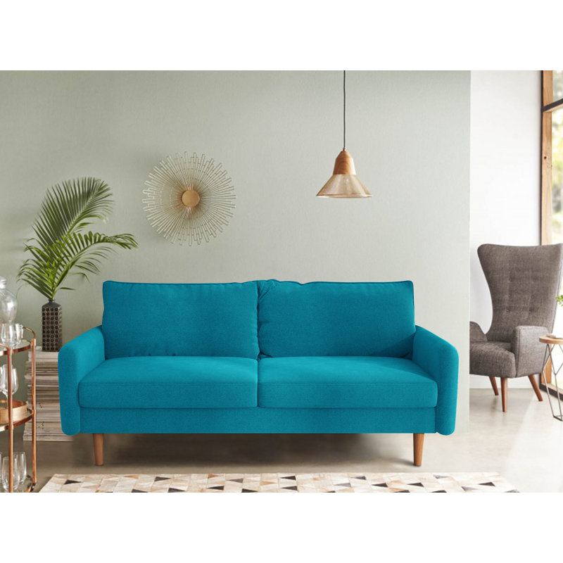 Azelin 70" Round Arm Sofa, Aqua
