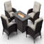 Ensemble de 4 tables d'extérieur en osier pour 4 personnes avec 4 chaises et coussins PE-1941819898