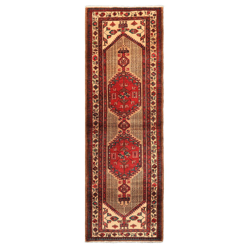 Tapis tribal traditionnel en laine noué à la main rouge rouille 3 pi 9 po x 11 pi 1 po