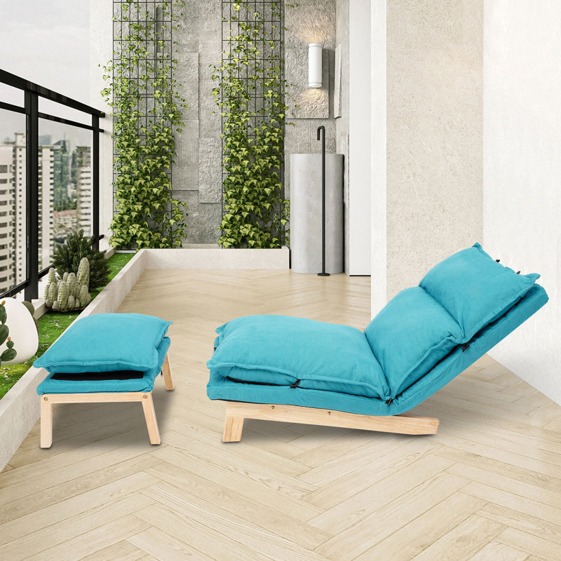 Single Lazy Sofa With Stool, Aqua