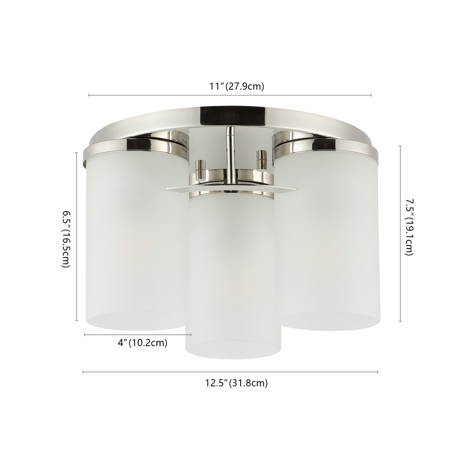 Rudaigh 3 Light Glass Flush Mount, Brushed Nickel