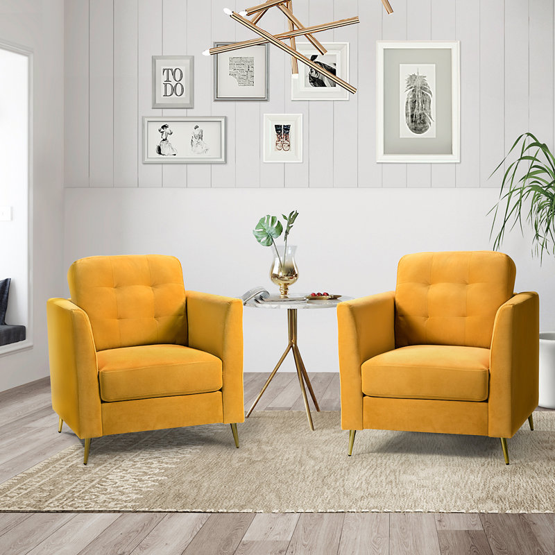 Fauteuil Omotara, Velours moutarde