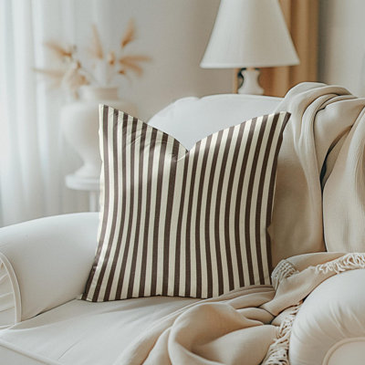 Chestnut Brown And Beige Stripe Pillow Cover