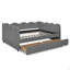 Lit de jour en vichy double avec deux tiroirs de rangement et port USB-355235047-355235046