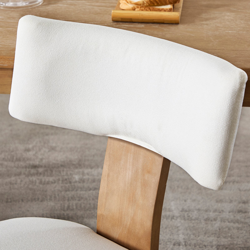 Chaise d'appoint rembourrée en bois massif avec dossier incurvé, Bois de chêne, Naturel