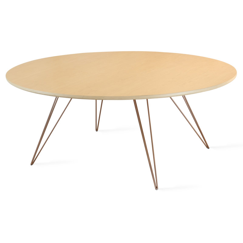 Williams Single Coffee Table, 18" H x 46" W x 40" D, Rose Copper, Maple